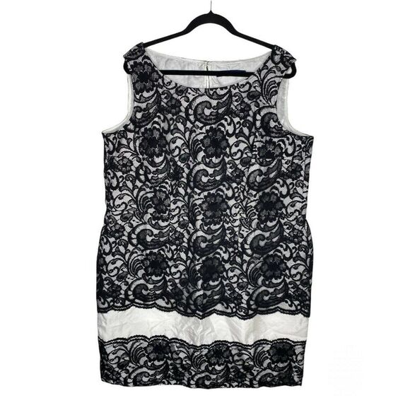 Eloquii Dresses & Skirts - NEW Eloquii Dress Size 22W Womens Floral Lace White Black Midi Lace Over Dress